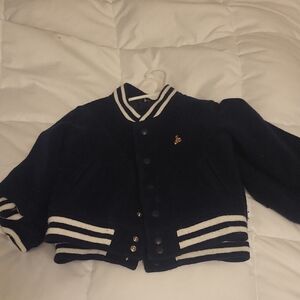 Kids Navy Blue Varsity Jacket